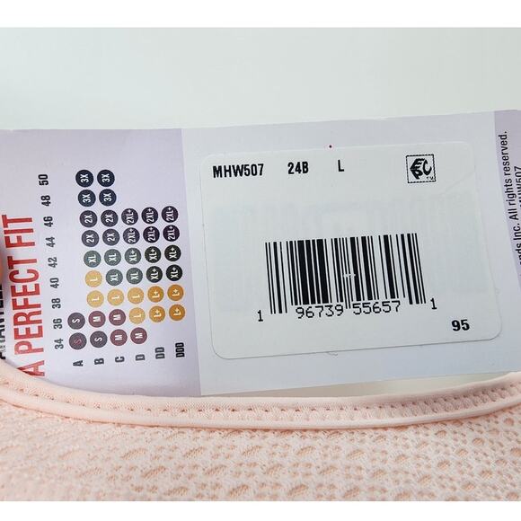 New NWT Hanes Cool Temp Wireless T-Shirt Bra Pink Large - Picture 9 of 10